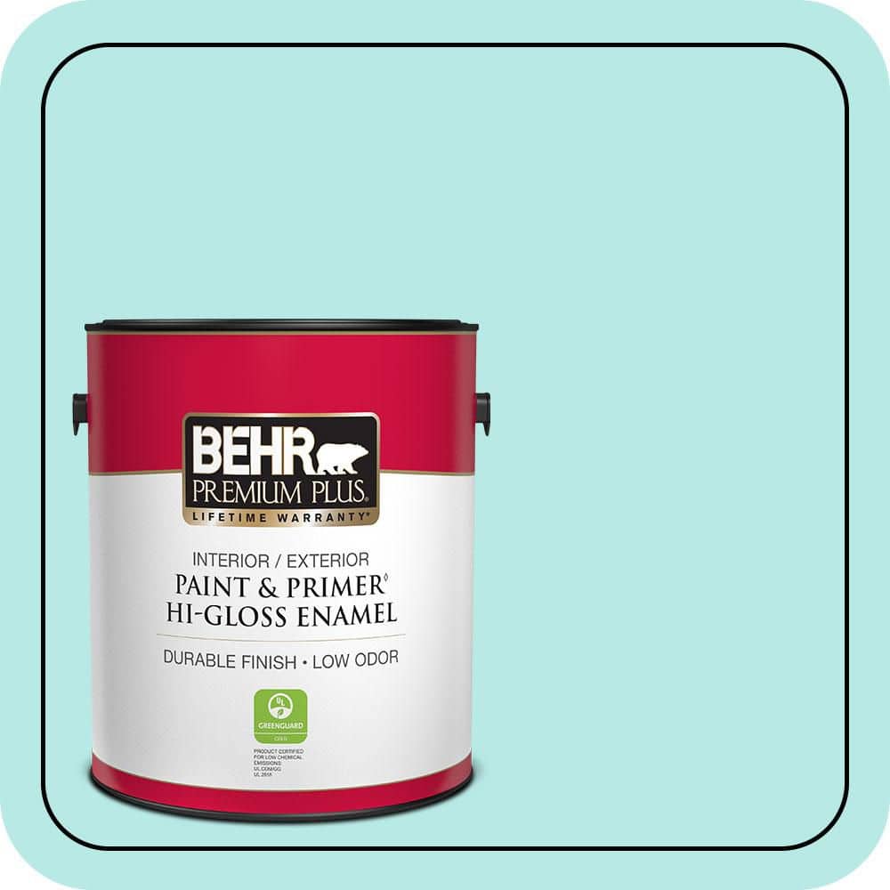 BEHR PREMIUM PLUS 1 gal. #P450-2 Tahitian Breeze Hi-Gloss Enamel Interior/Exterior Paint & Primer