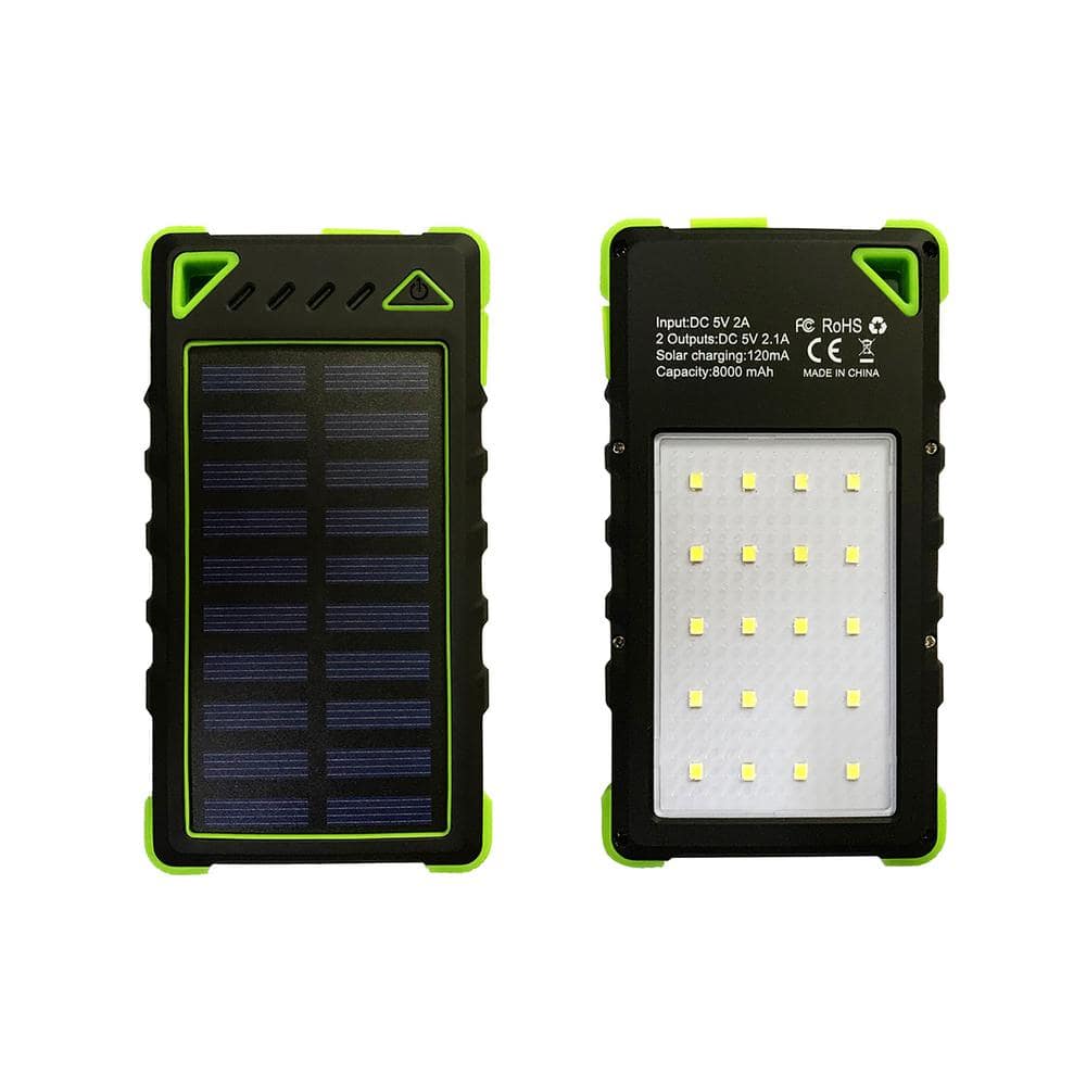 NATURE POWER Solar Powered Smartphone Charger with 8000mAh Li-Polymer Battery and 5-Watt LED Light