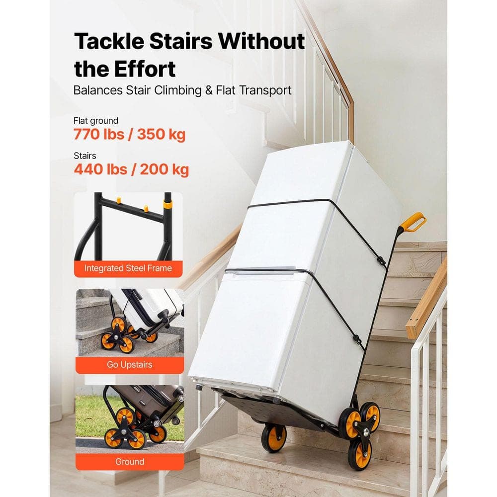 VEVOR Stair Climbing Cart, 770 lbs. Stair-Climbing Capacity, Heavy-Duty Folding Trolley Cart, Telescoping Handle, Hand Truck (2)