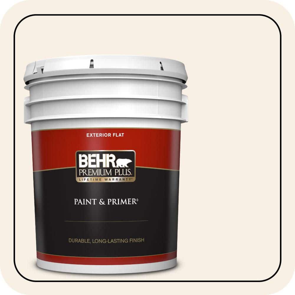 BEHR PREMIUM PLUS 5 gal. #W-D-100 China Cup Flat Exterior Paint & Primer