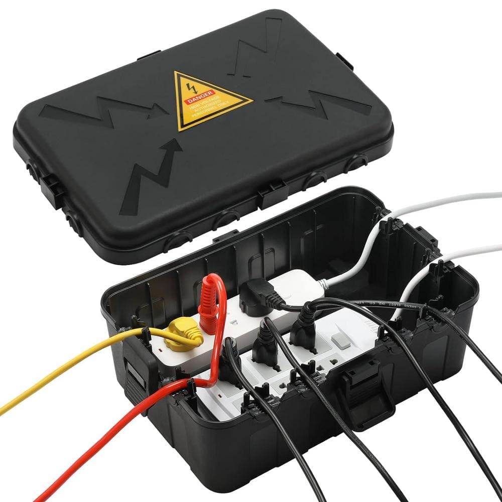 Lukyamzn 12.5 in. D x 8.5 in. W x 5 in. H Plastic Black Outdoor Electrical Box 1-Gang with IP54 Waterproof and Weatherproof