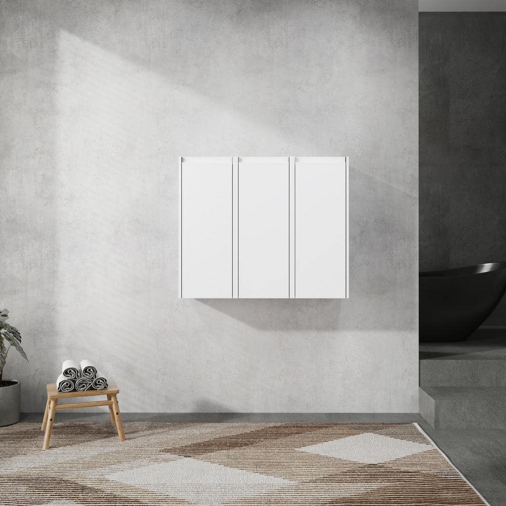 Tenleaf 35.43 in. W x 9.81 in. D x 29.50 in. H Bathroom Storage Wall Cabinet in White with Soft Closing Door (3)