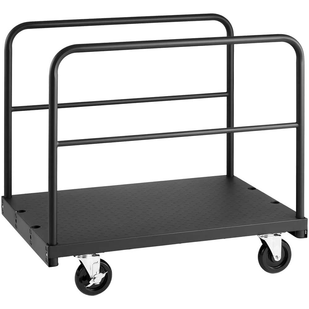 SKYSHALO Drywall Cart Dolly, 1800 lbs. Capacity, 2-in-1 Steel Truck with 5 in. Casters, 36 x 24 in. Platform and Handrails (1)