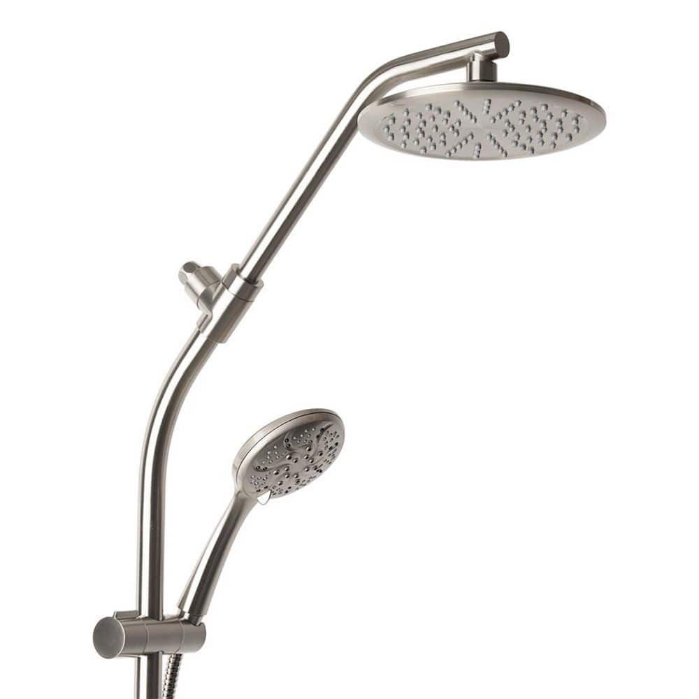 Niagara Conservation ShowerRail Kit with 8 in. Rain Showerhead and 7-Spray Handheld Showerhead Brushed Nickel