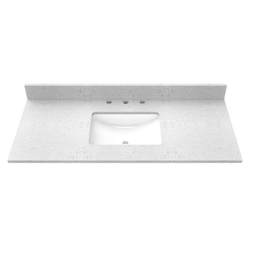 Winette 49 in. W x 22 in. D Engineered Stone Composite Vanity Top in Snow White with White Rectangular Single Sink