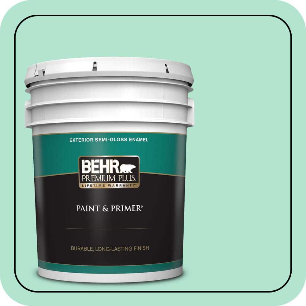 BEHR PREMIUM PLUS 5 gal. #P420-2 Crystal Rapids Semi-Gloss Enamel Exterior Paint & Primer