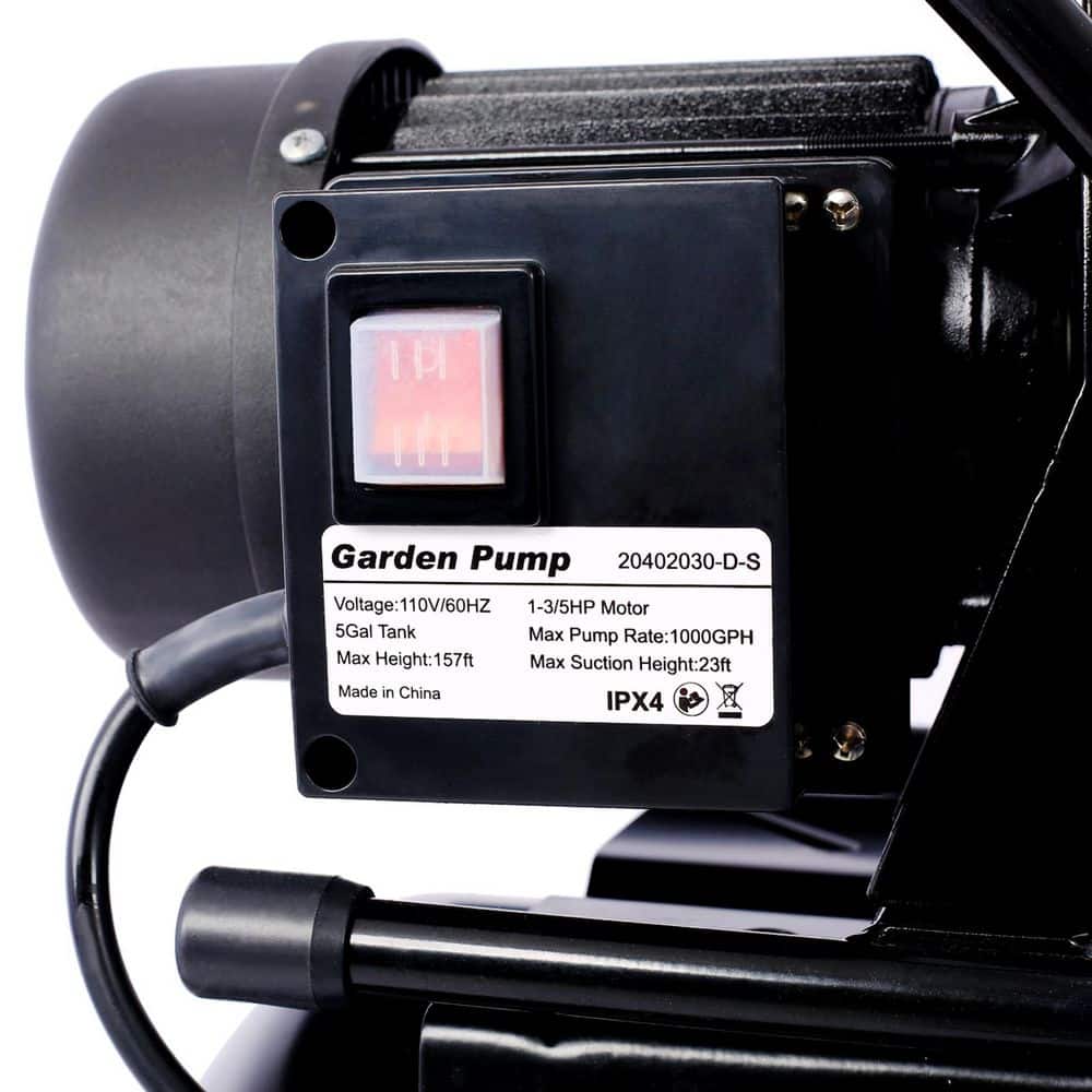 cadeninc Black 1. 6HP Shallow Well Pump with Pressure Tank, Garden Water Pump, Irrigation Pump, for Home Garden Lawn Farm (2)