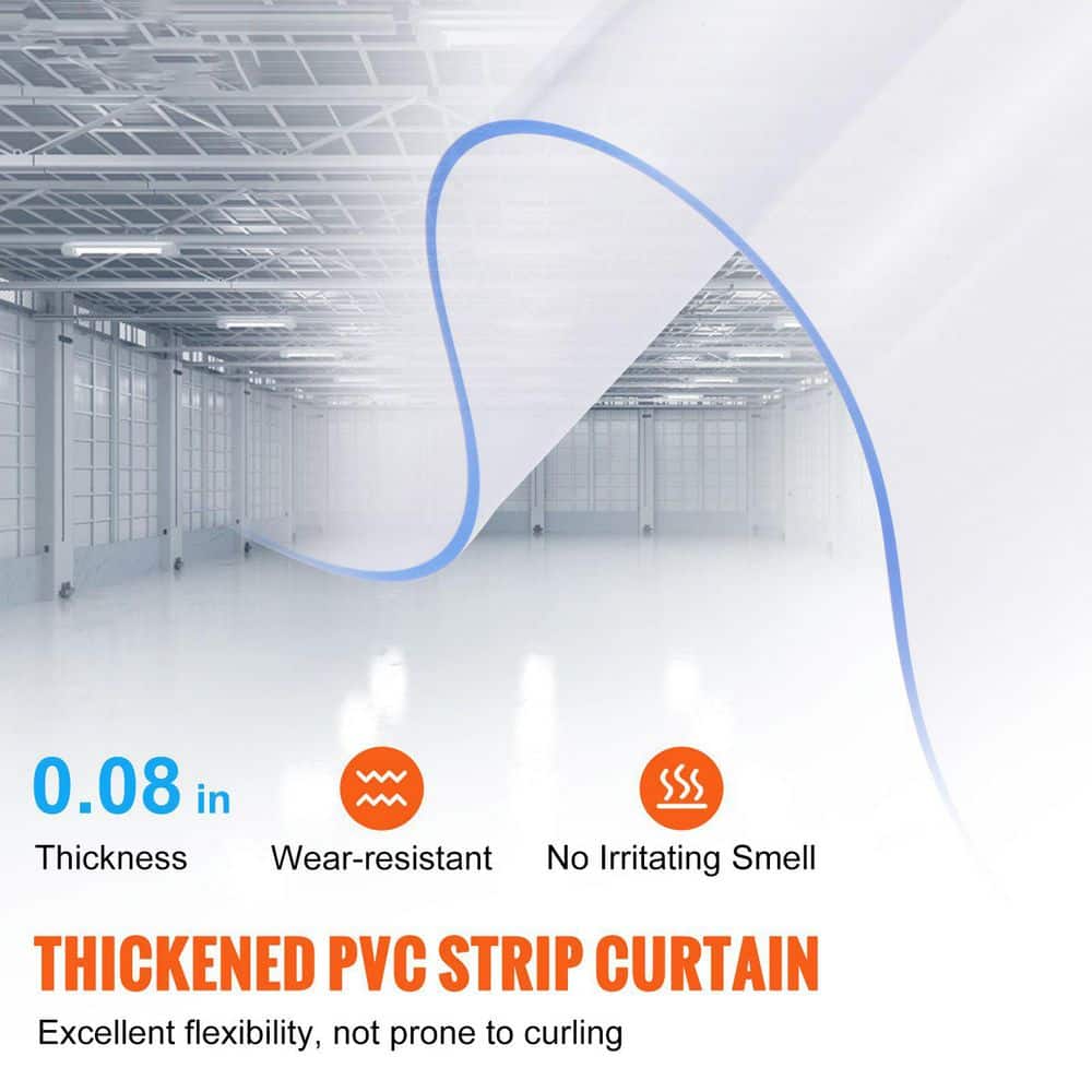 Laybus 96" x 96" 0.08" Th 16 Pcs Strip Curtain, Clear PVC Insulation Accessorie Door Curtain for Walk in Freezer Warehouse Door (2)