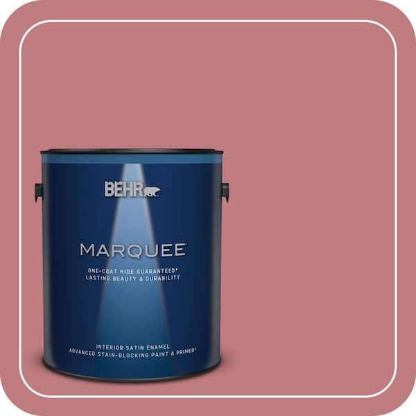 BEHR MARQUEE 1 gal. #MQ1-12 Chick Flick One-Coat Hide Satin Enamel Interior Paint & Primer (2)