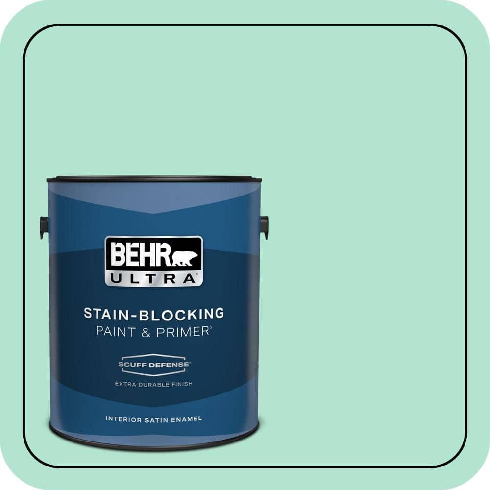 BEHR ULTRA 1 gal. #P420-2 Crystal Rapids Extra Durable Satin Enamel Interior Paint & Primer