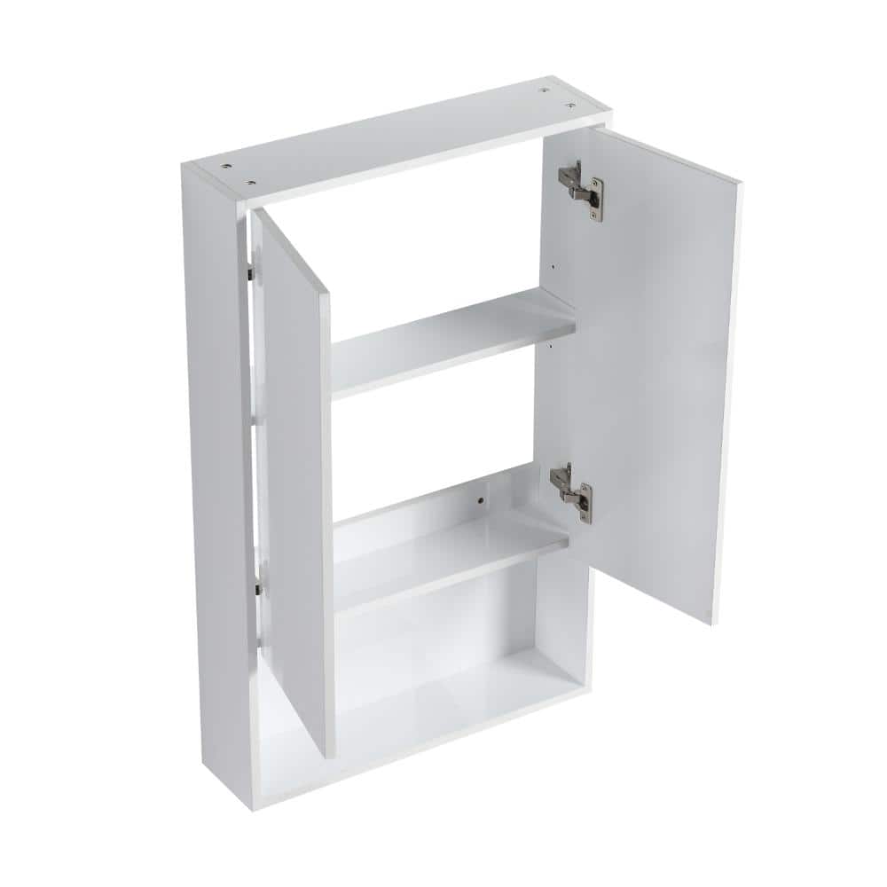 UPIKER 23.3 in. W x 5.9 in. D x 37.4 in. H Bathroom Storage Wall Cabinet in Glossy White (2)