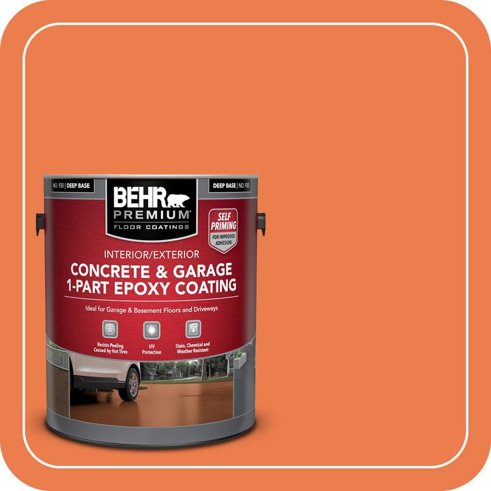 BEHR PREMIUM 1 gal. #P200-6 Sizzling Sunset Self-Priming 1-Part Epoxy Satin Interior/Exterior Concrete and Garage Floor Paint (1)