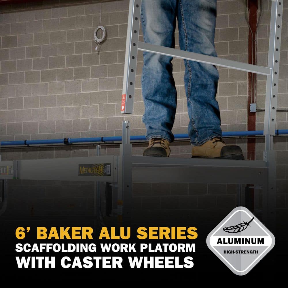MetalTech 6 ft. Aluminum Portable Baker Scaffolding Alu Series with Caster Wheels 6.2 ft. H x 6.1 ft. L x 2.5 ft. D (2)