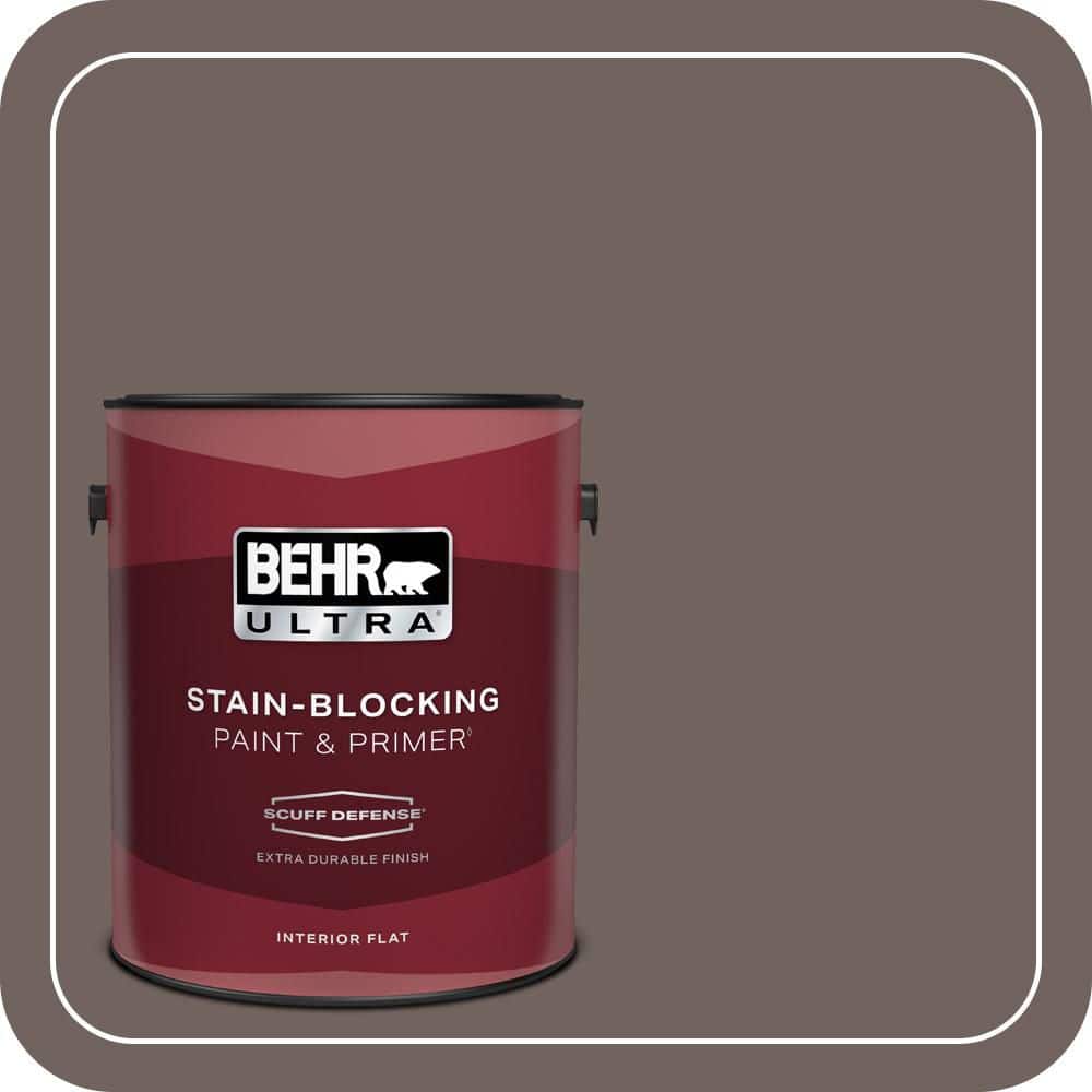 BEHR ULTRA 1 gal. #N140-6 Wright Brown Extra Durable Flat Interior Paint & Primer (1)
