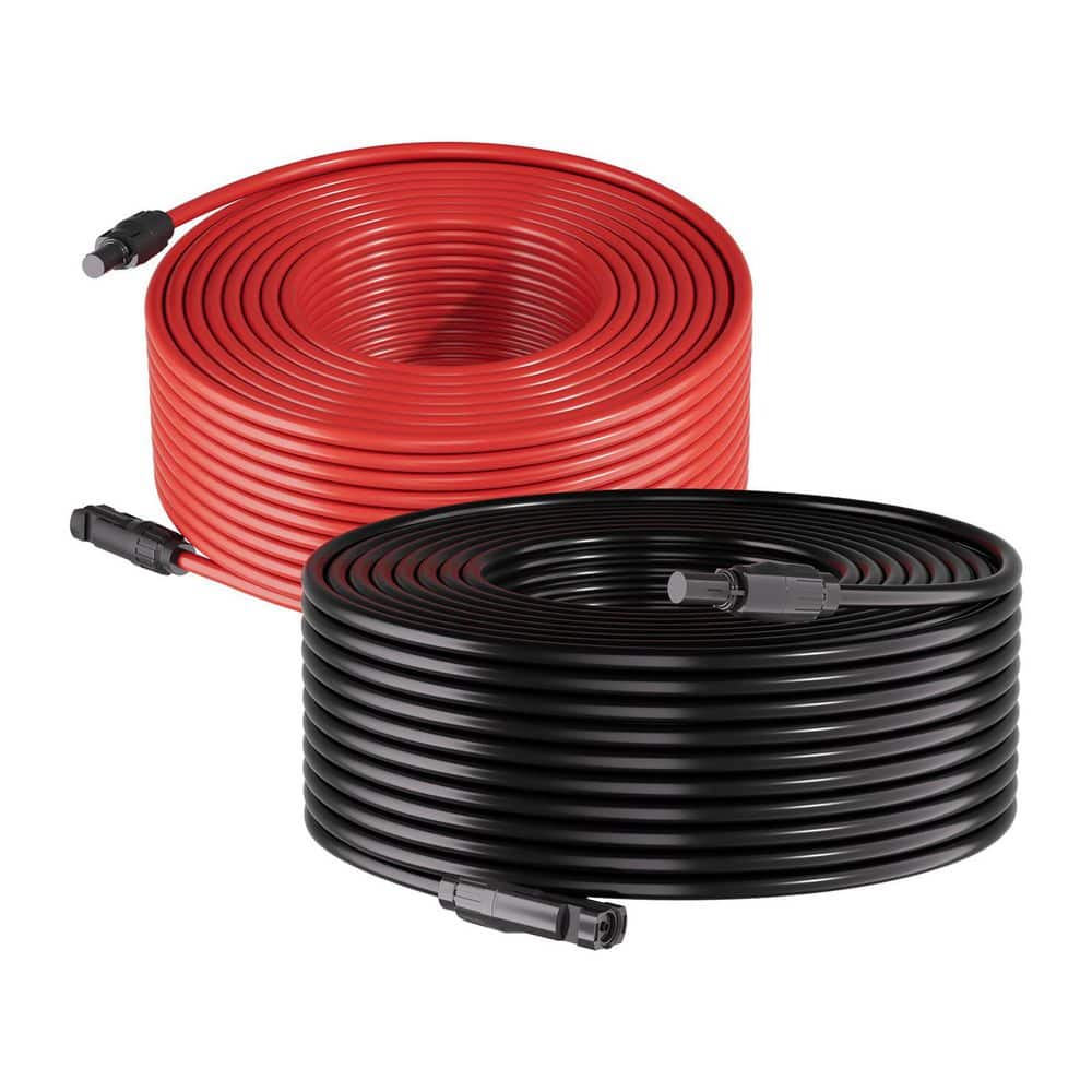 SVOPES Solar Panel Wire Kit, 130 ft. 10 AWG (6 sq. mm) Extension Cable in Black and Red, Outdoor Solar Wire with Connectors (1)