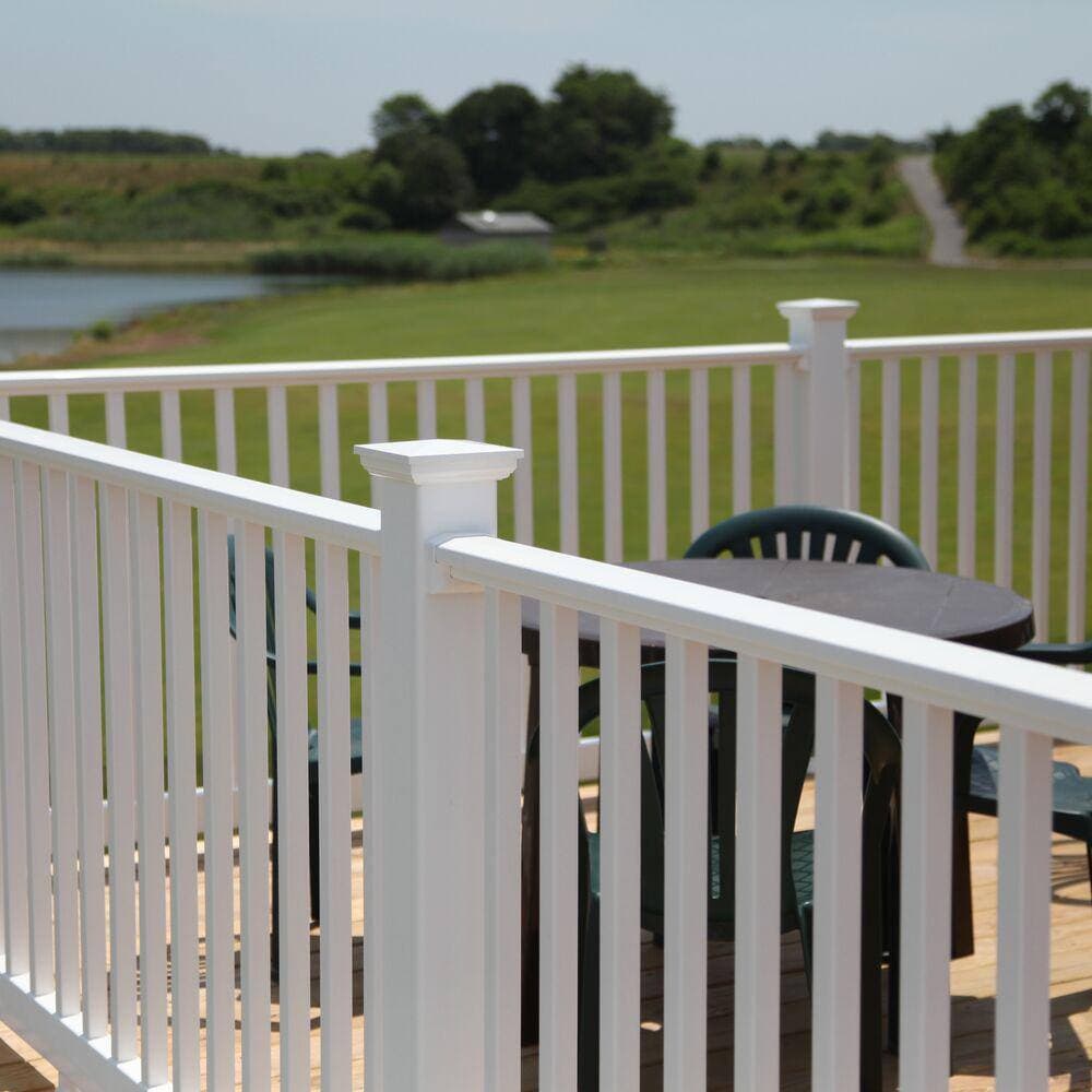 RDI Original Rail 8 ft. x 36 in. White Vinyl Square Baluster Level Rail Kit (3)