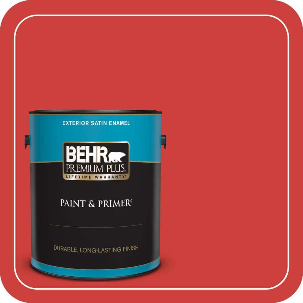 BEHR PREMIUM PLUS 1 gal. #S-G-180 Grenadine Satin Enamel Exterior Paint & Primer