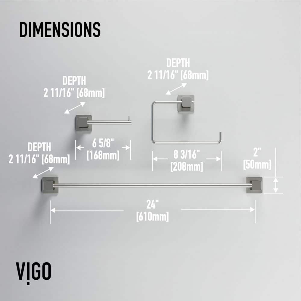 VIGO Meridian Bath Hardware Set with Towel Bar, Toilet Paper Holder, Hand Towel Holder (4)