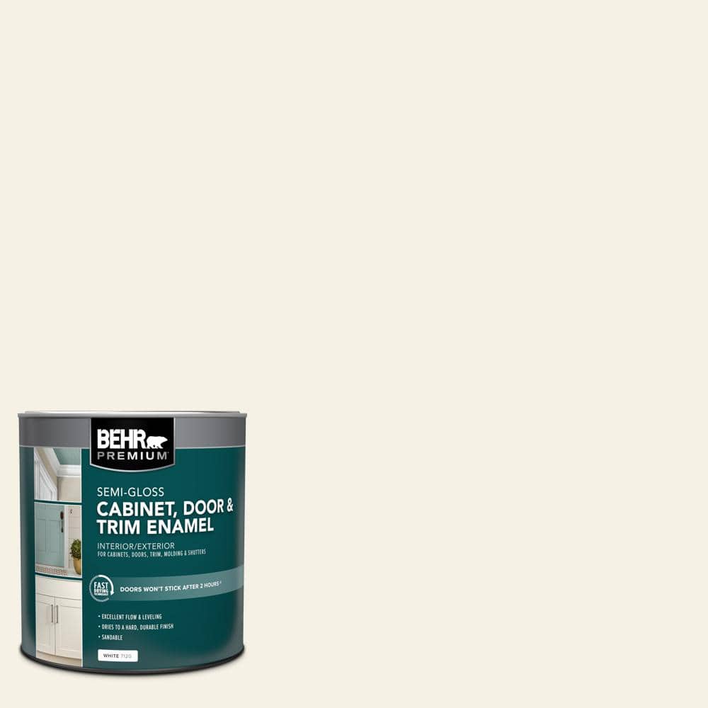 BEHR PREMIUM 1 qt. #BWC-01 Simply White Semi-Gloss Enamel Interior/Exterior Cabinet, Door & Trim Paint