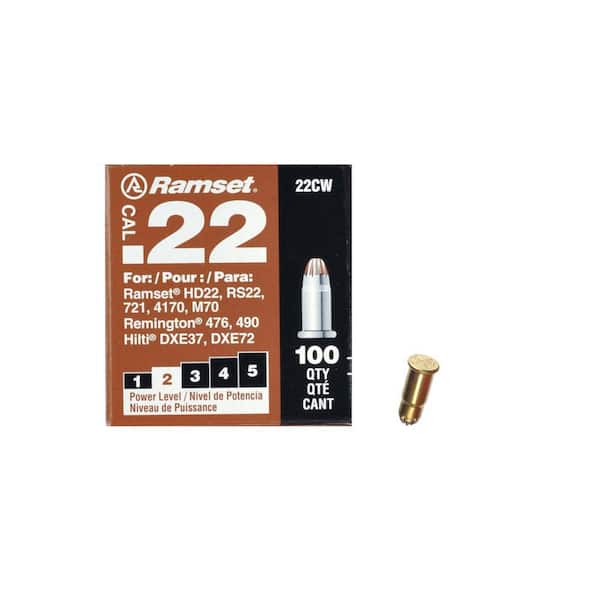 Ramset 0.22 Steel & Concrete Strip/Single-Use Load/Booster Caliber Brown Single Shot Powder Loads (100 per Pack) (2)