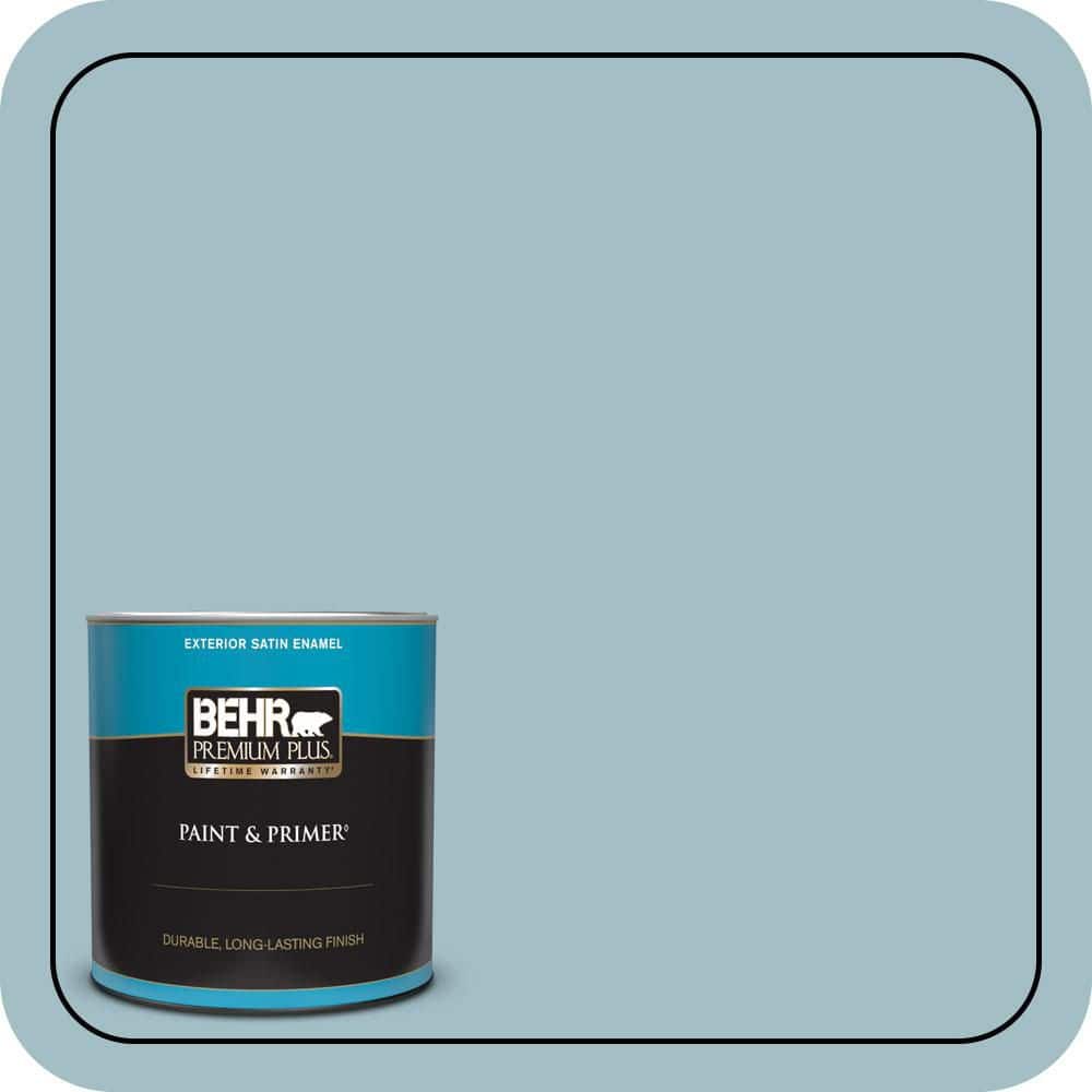 BEHR PREMIUM PLUS 1 qt. #PPU13-11 Clear Vista Satin Enamel Exterior Paint & Primer