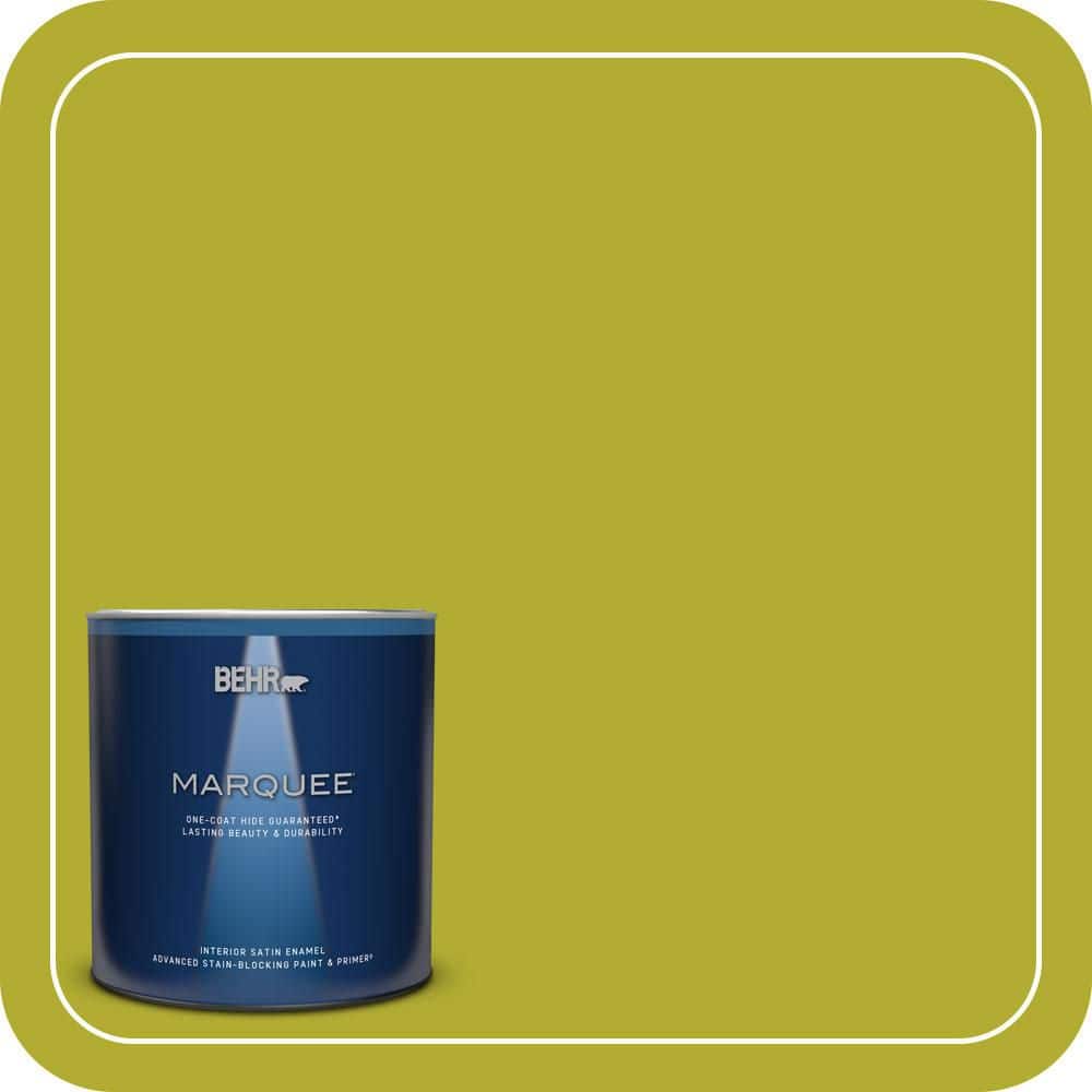 BEHR MARQUEE 1 qt. #P340-6 Green Neon Satin Enamel Interior Paint & Primer