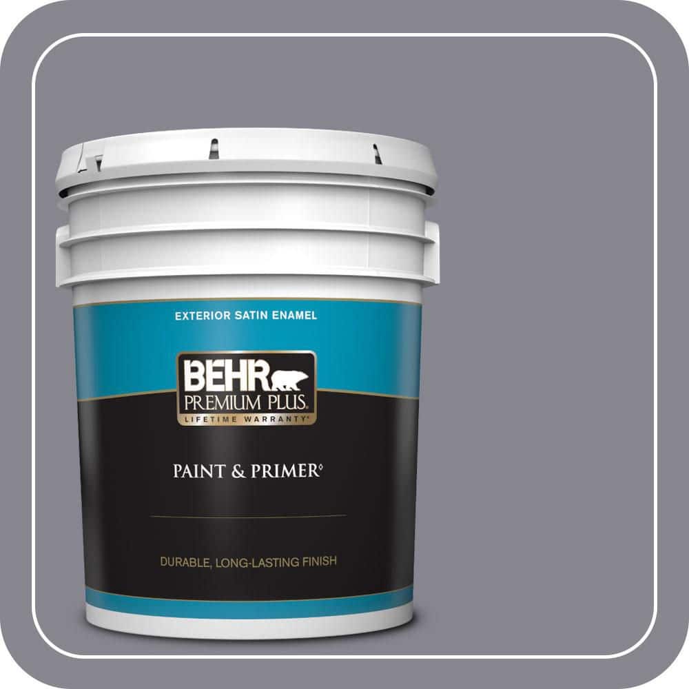 BEHR PREMIUM PLUS 5 gal. #MQ5-3 Old Amethyst Satin Enamel Exterior Paint & Primer