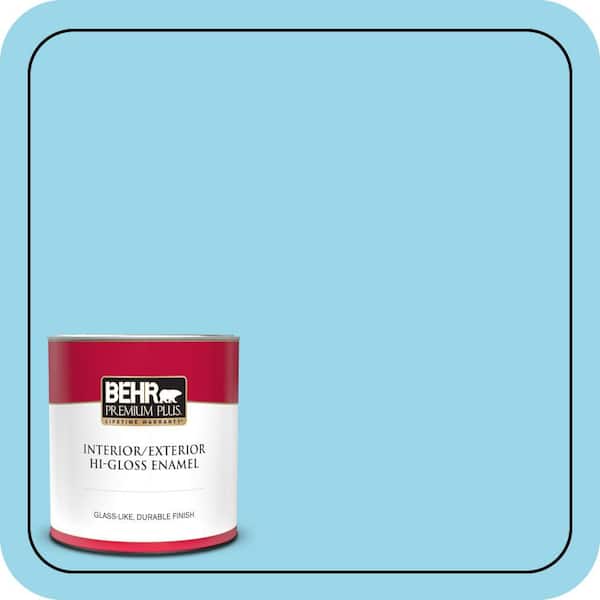 BEHR PREMIUM PLUS 1 qt. #P490-2 Blue Sarong Hi-Gloss Enamel Interior/Exterior Paint & Primer (2)