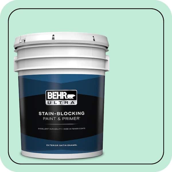 BEHR ULTRA 5 gal. #470A-2 Seafoam Pearl Satin Enamel Exterior Paint & Primer (2)