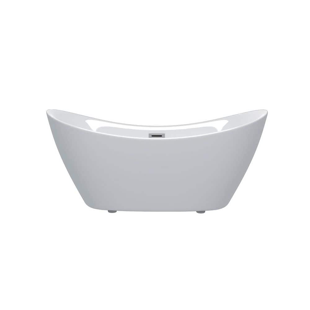 Boosicavelly 59 in. x 30 in. Acrylic Surface Freestanding Soaking Bathtub in Glossy White (1)