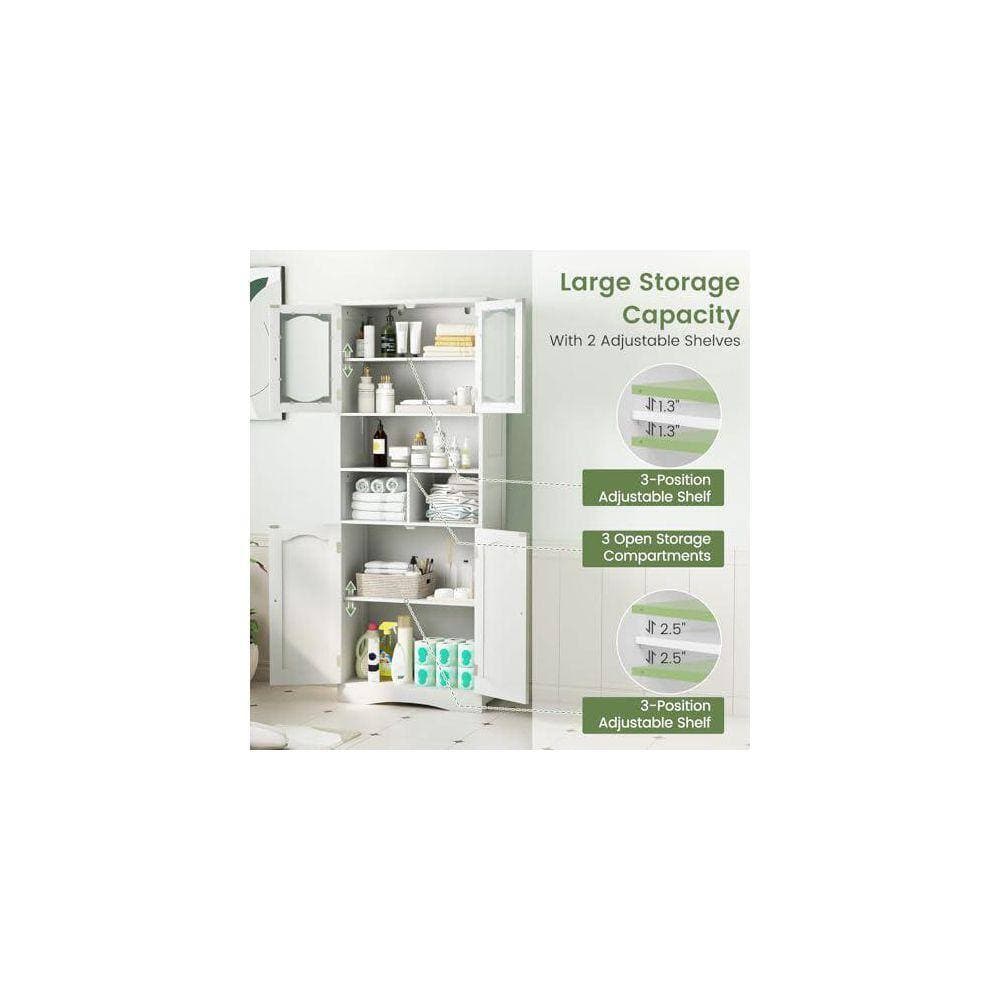 Volenca 24 in. W x 12 in. D x 59 in. H White Freestanding Bathroom Linen Cabinet with Frost Glass Doors (2)