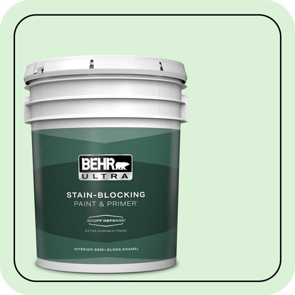 BEHR ULTRA 5 gal. #P390-1 Frostini Extra Durable Semi-Gloss Enamel Interior Paint & Primer