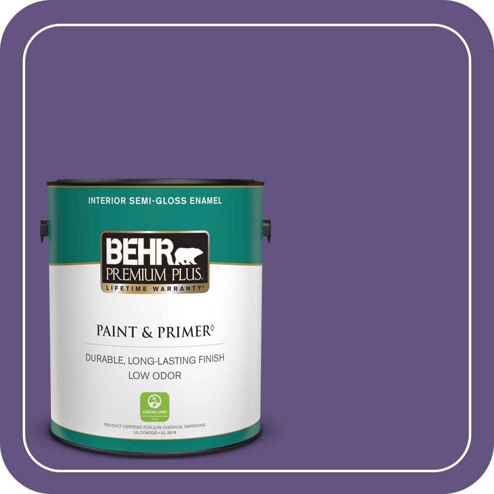 BEHR PREMIUM PLUS 1 gal. #MQ4-28 Purple Sky Semi-Gloss Enamel Low Odor Interior Paint & Primer
