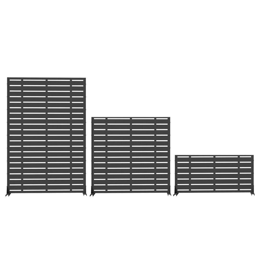 maocao hoom Outdoor Privacy Screen, Freestanding Patio Screen with Metal Frame & Resin Panels, Modern Decorative Privacy Fence,Gray (2)