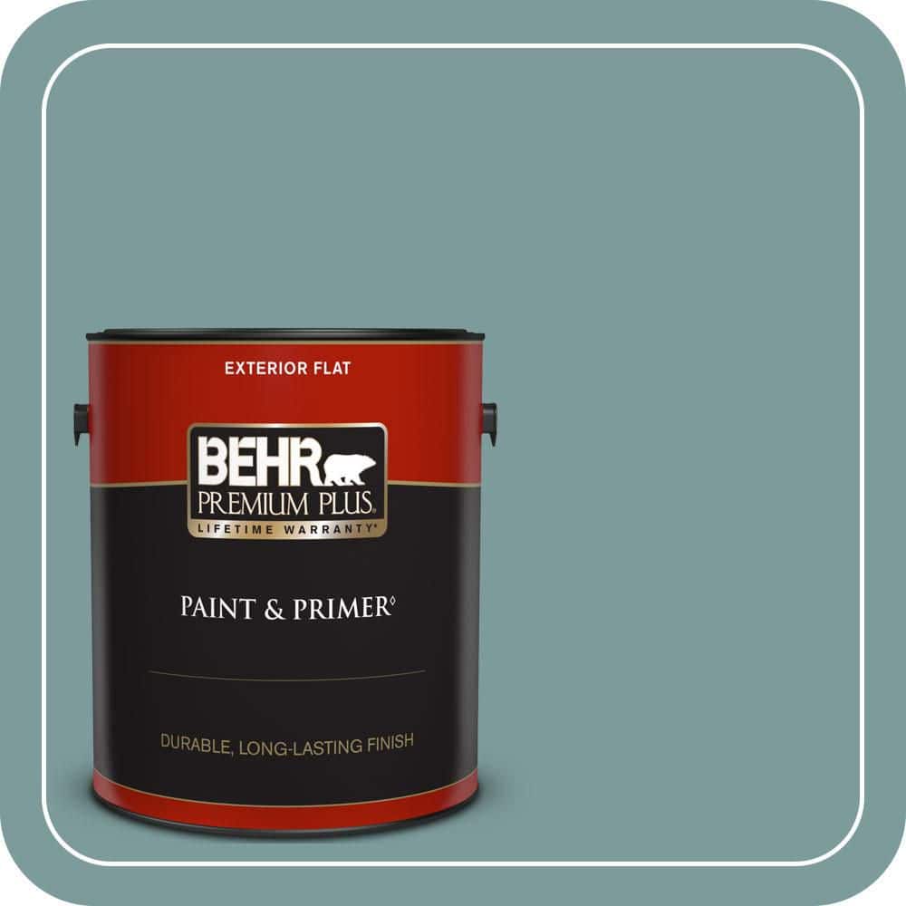 BEHR PREMIUM PLUS 1 gal. #PMD-35 Blue Agave Flat Exterior Paint & Primer