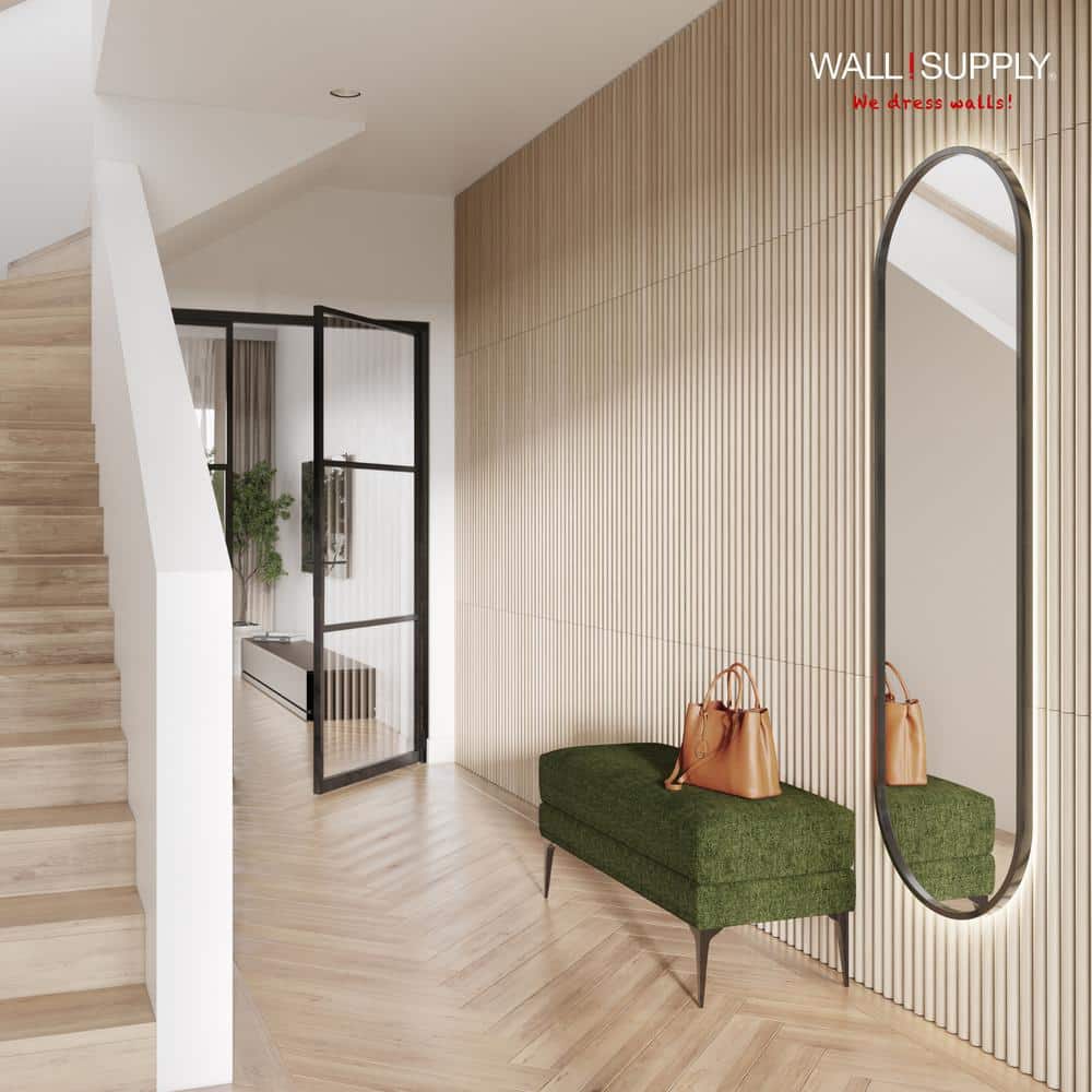 WALL!SUPPLY Ultralight Linari Round EPS Foam Panel 0.79 in. x 19.69 in. x 45.67 in. Natural Finish Set of 4 Panels (24.97 sq. ft.) (2)