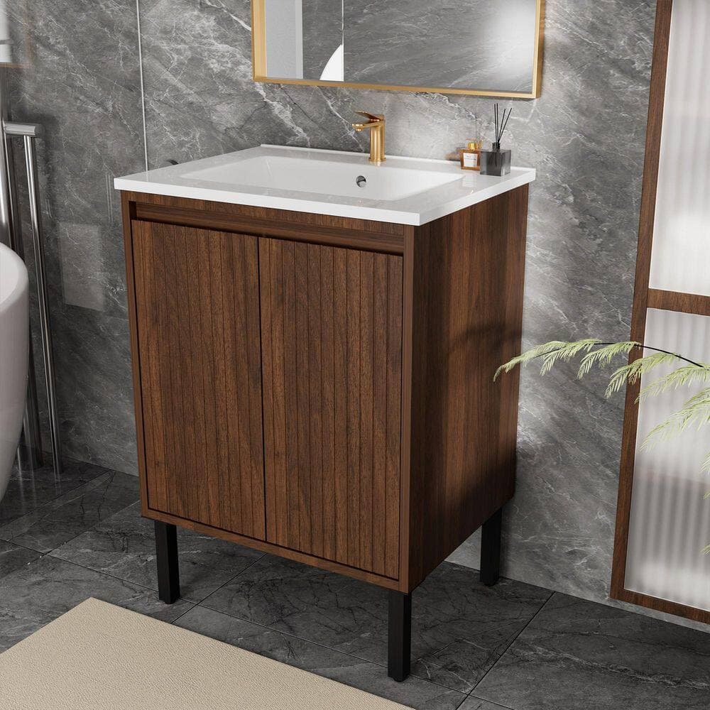Unbranded 23.6 in. W x 17.9 in. D x 33 in. H Bath Vanity Cabinet without Top in Natural (2)