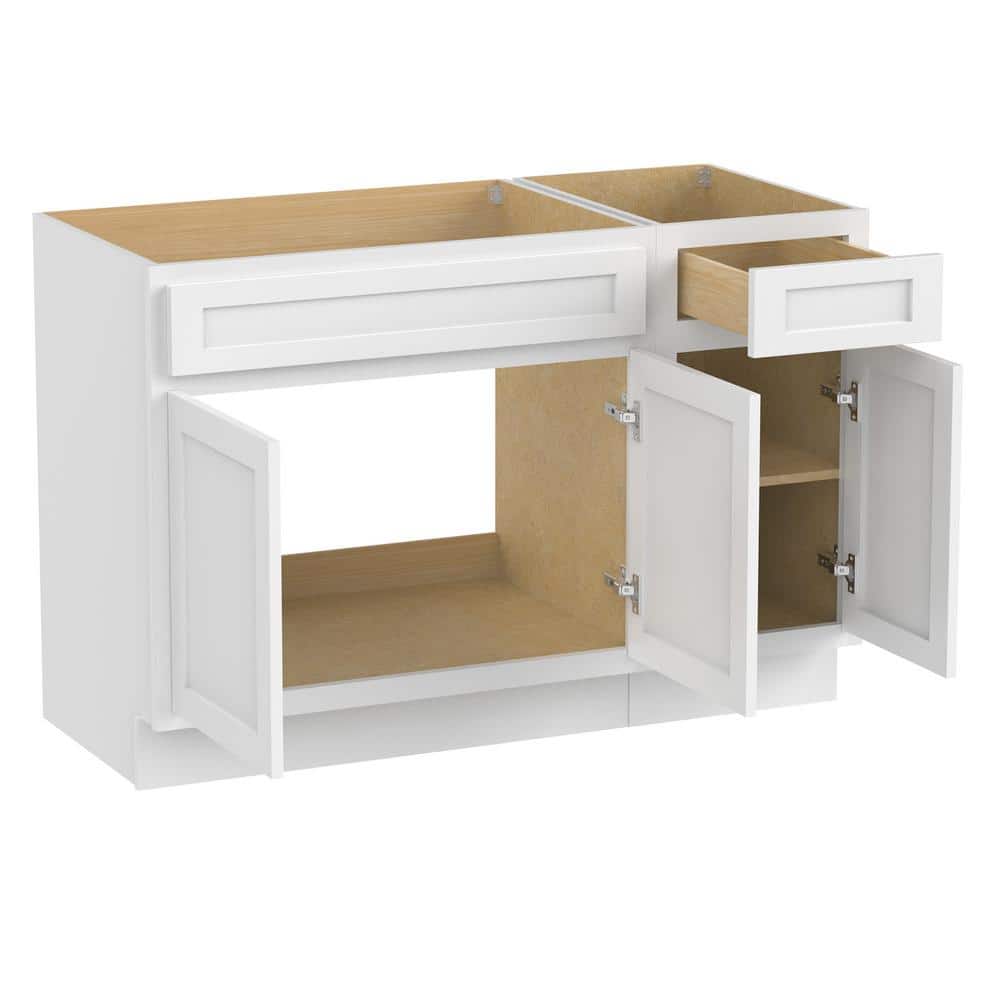Vanity Art Montclair 54 in. 3-Door and 1-Drawer Freestanding Shaker Bathroom Vanity Cabinet (No Top) in White - Unassembled (2)