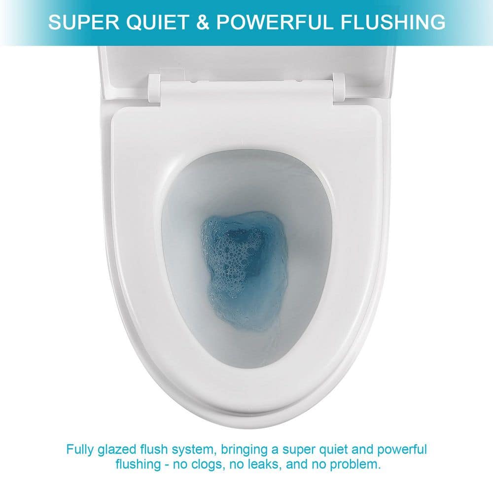Unbranded Dual Flush 1-Piece Elongated Toilet with Soft Closing Seat in White (3)