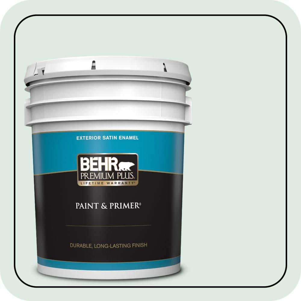 BEHR PREMIUM PLUS 5 gal. #480E-1 Country Mist Satin Enamel Exterior Paint & Primer
