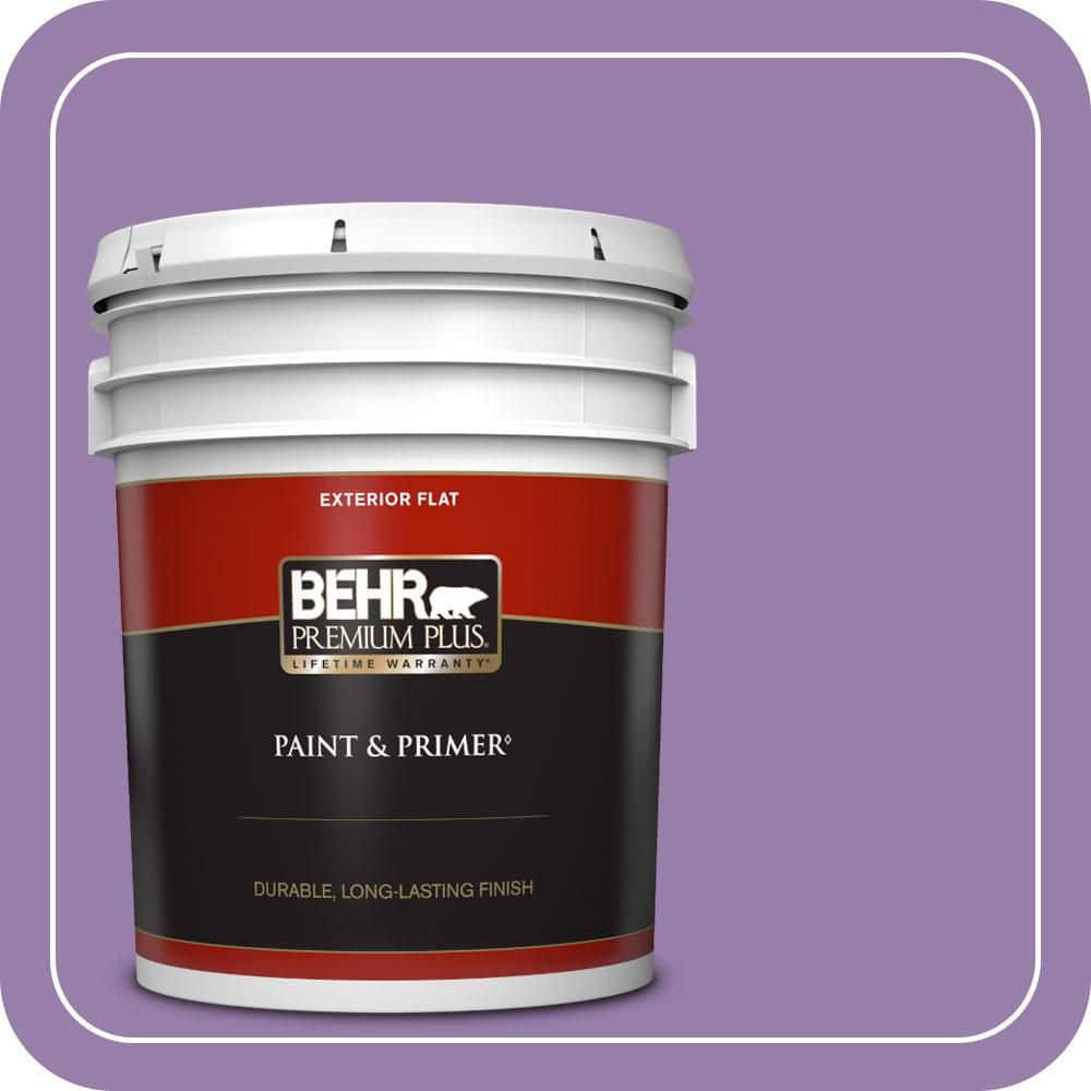 BEHR PREMIUM PLUS 5 gal. #650B-6 Elite Wisteria Flat Exterior Paint & Primer