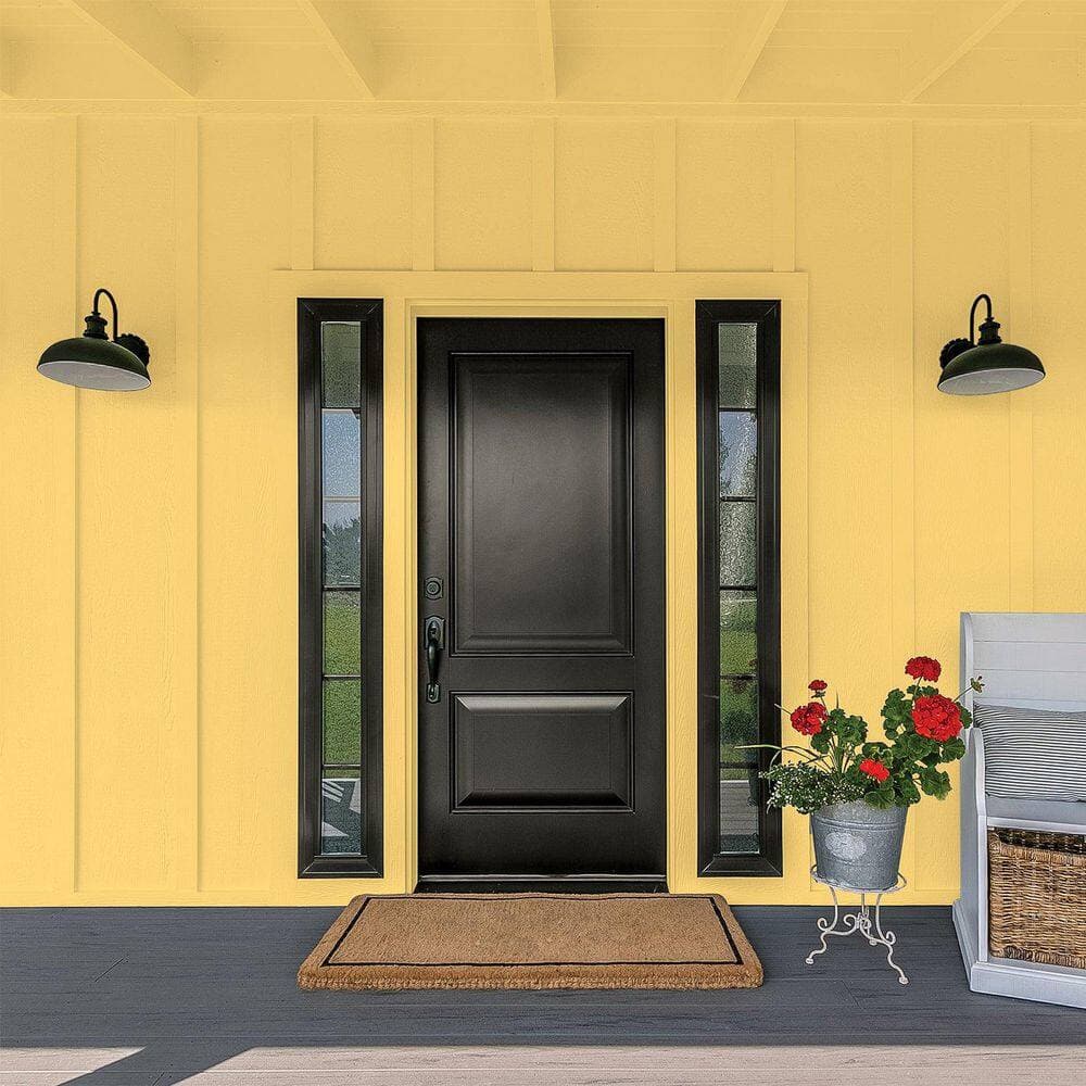 Glidden Premium 1 qt. PPG1106-4 Turner's Yellow Flat Exterior Latex Paint (4)