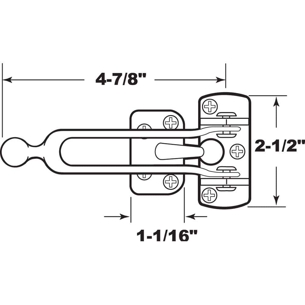 Prime-Line 4-7/8 in., Solid Brass, Satin Chrome Plated Swing Bar Door Guard with Ball (2)
