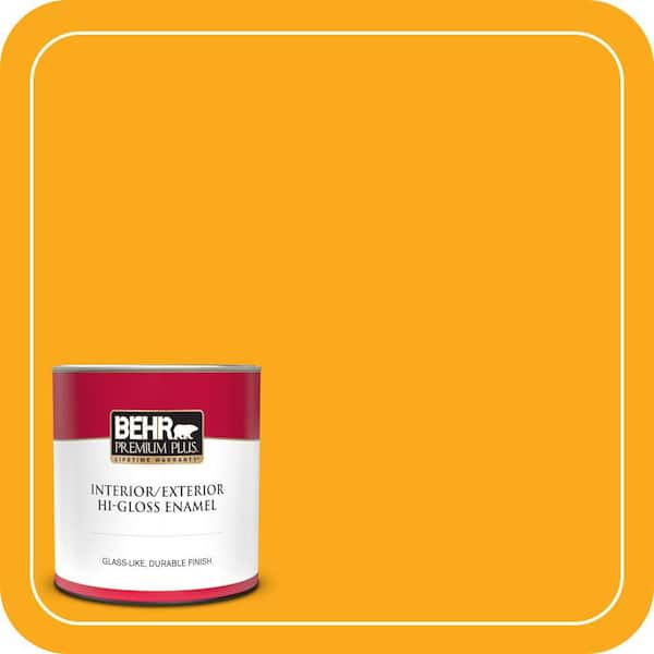 BEHR PREMIUM PLUS 1 qt. #P270-7 Sunny Side Up Hi-Gloss Enamel Interior/Exterior Paint & Primer (2)