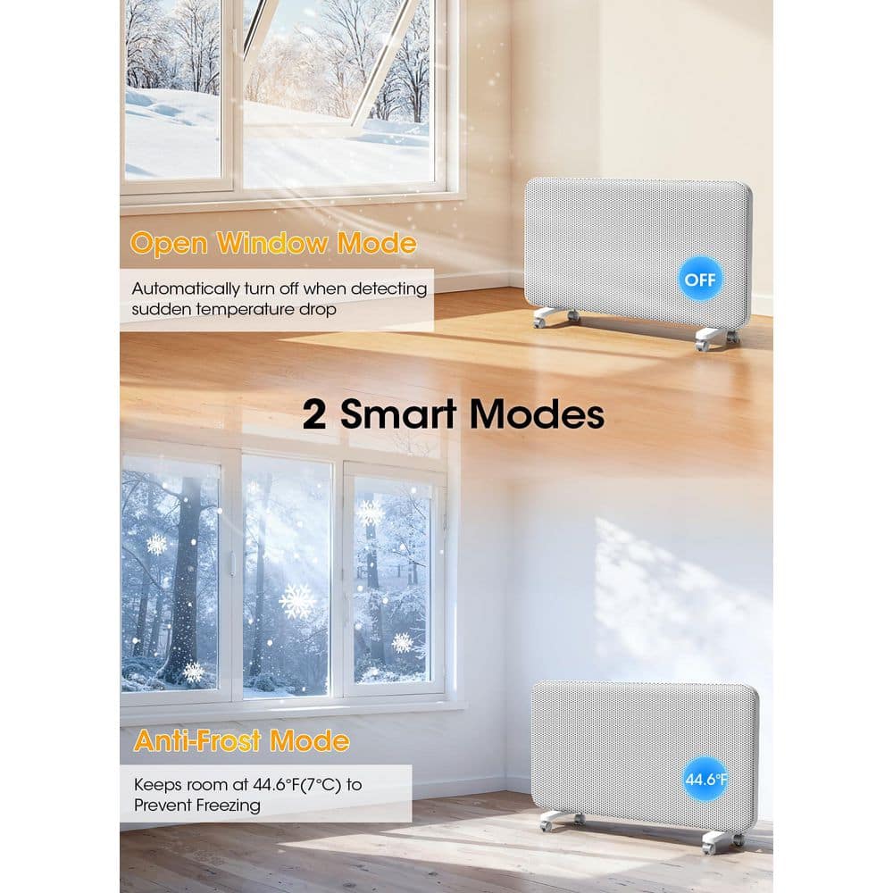 BIBIVIS 33 in. Smart Convection Panel Space Heater Furnace with Wifi App Control, Wall Mount or Standing, Quiet and Eco, 1500W (3)