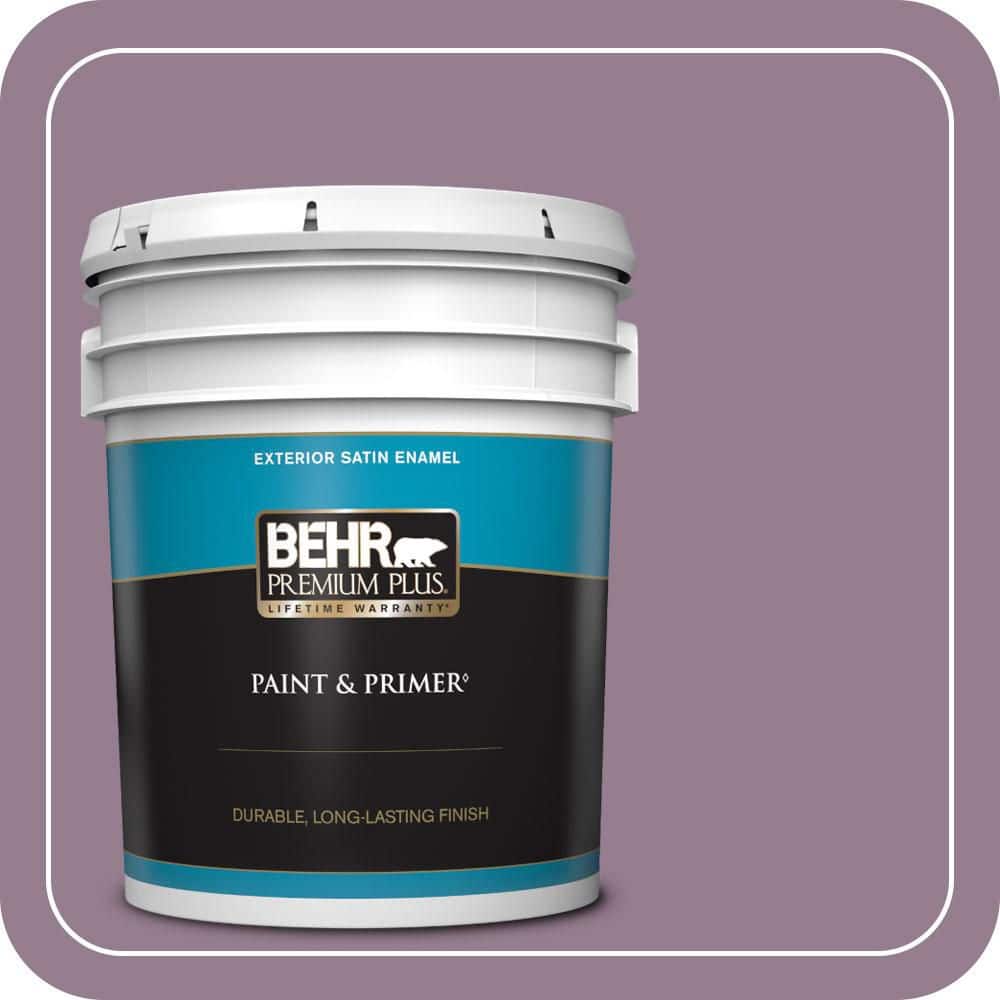BEHR PREMIUM PLUS 5 gal. #680F-5 Plum Swirl Satin Enamel Exterior Paint & Primer