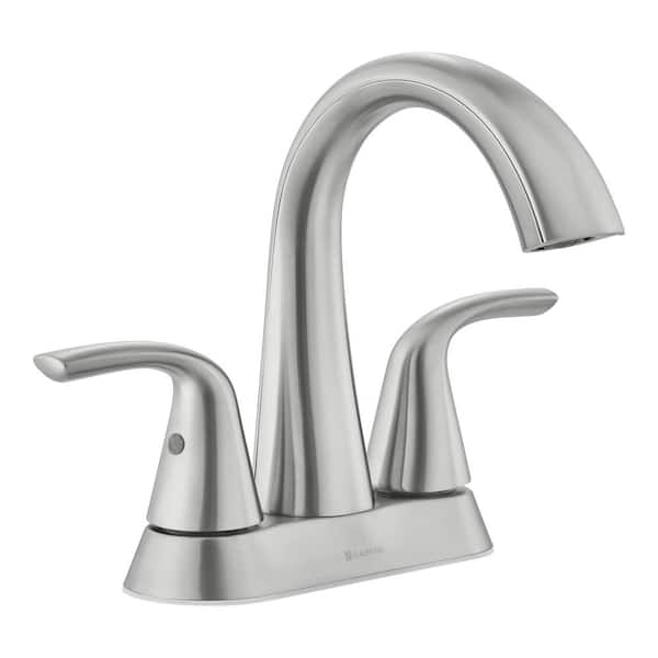 Glacier Bay Irena 4 in. Center set Double-Handle High-Arc Bathroom Faucet in Brushed Nickel