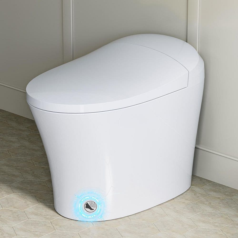 HOROW 1-piece 1/1.27 GPF Dual Flush Elongated Toilet in White, Seat Included