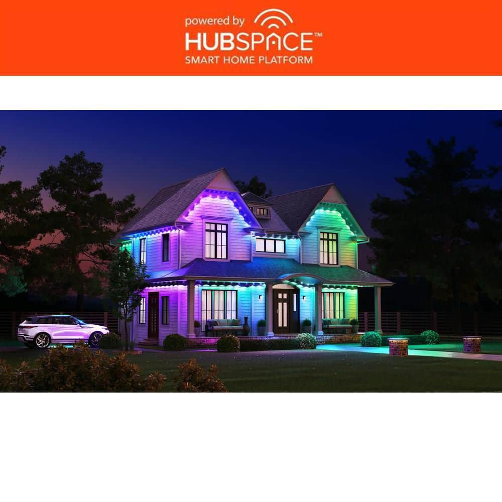 Hampton Bay 30 LED 50 ft. Plug-in Mini Integrated LED Novelty Permanent Outdoor String Light Starter Kit Powered by Hubspace (2)