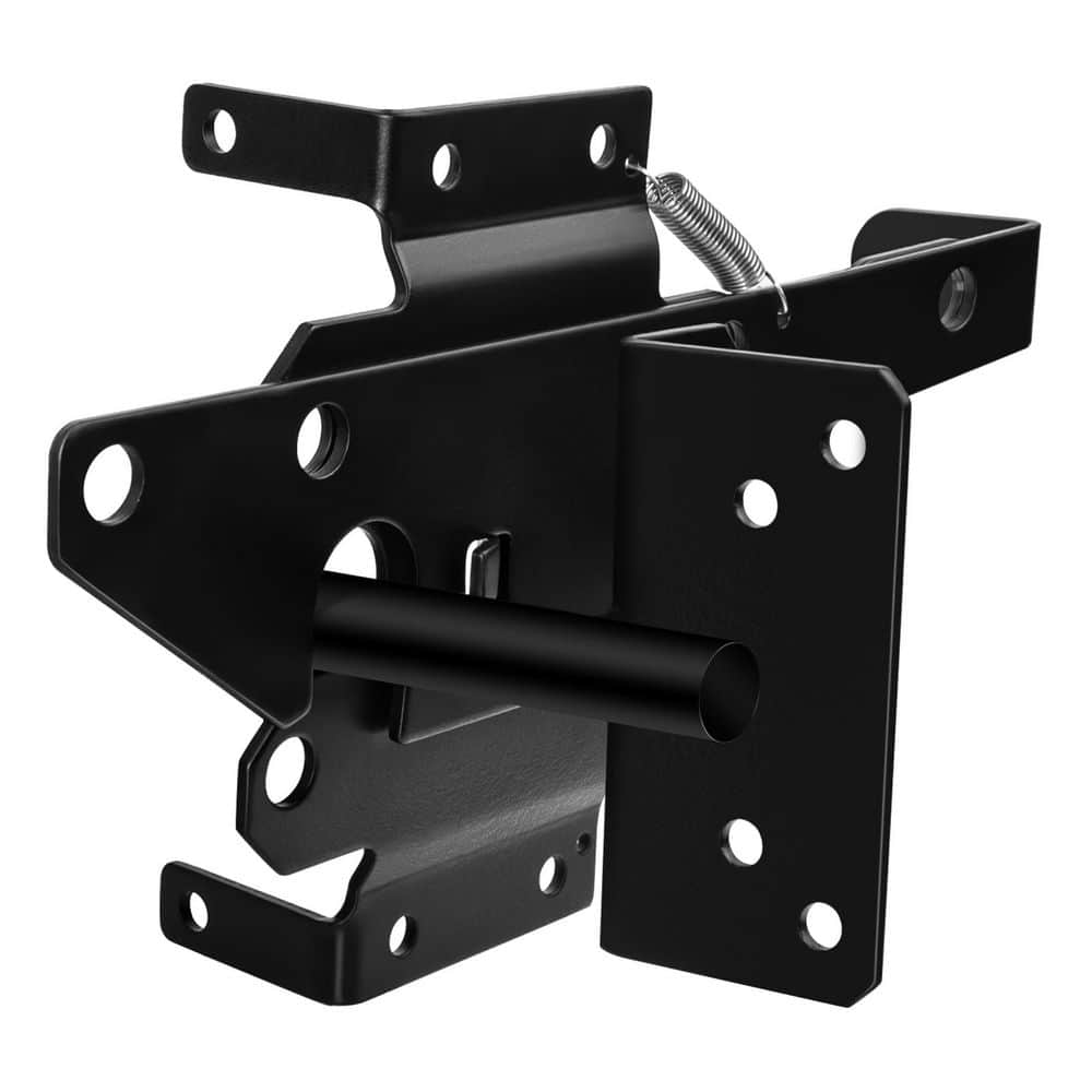 Unbranded Self Locking Gate Latch Heavy Duty Steel Black Powder Coated Corrosion Resistant for Wood Metal Fence Gate (1)
